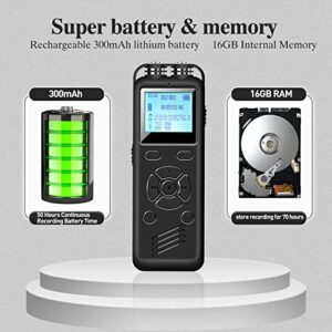 Hubotowin Digital Voice Recorder 16GB Voice Activated Recorder Audio Recorder for Lectures.Meeting.Interview.Tape Recorder with Playback.Recording Device Portable MP3.A-B Function and Variable Speed
