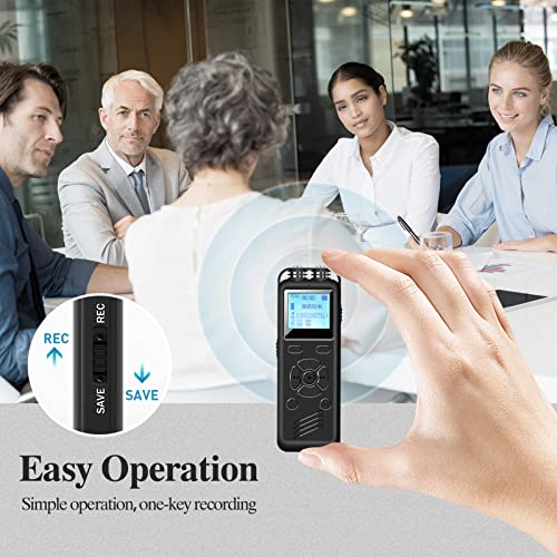 Hubotowin Digital Voice Recorder 16GB Voice Activated Recorder Audio Recorder for Lectures.Meeting.Interview.Tape Recorder with Playback.Recording Device Portable MP3.A-B Function and Variable Speed