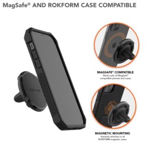 Rokform - Dual Magnet Air Vent Mount, Super Grip Car Truck & Van Vent Clip, Aluminum Car Mount, Removable Vent Phone Mount, Compatible with MagSafe Phones and Cases and All Cases (Black)