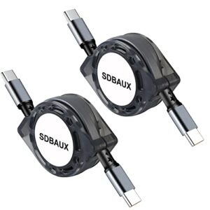 sdbaux retractable usb c to usb c 60w cable,type c phone charger fast charging cord compatible with galaxy s22 s21 lumia switch pixel mini cell phones tablets and more[2-pack 3.3ft]