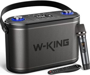 w-king 120w rms-150w peak portable bluetooth speaker loud, 2.1 stereo 3-way large party outdoor wireless speaker w/bass&treble adjust/guitar&mic port/uhf microphone/accompaniment/rec/live/hp monitor