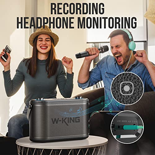 W-KING 120W RMS-150W Peak Portable Bluetooth Speaker Loud, 2.1 Stereo 3-Way Large Party Outdoor Wireless Speaker w/Bass&Treble Adjust/Guitar&MIC Port/UHF Microphone/Accompaniment/REC/Live/HP Monitor