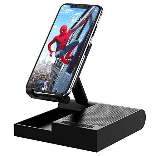 DOSS Cell Phone Stand with Wireless Bluetooth Speaker, 15W Wireless Charger and Anti-Slip Base, Crisp Surround Sound, Portable Speaker for Home and Office, Compatible with Phone, Tablet.