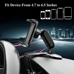 CHDFKKD Car Phone Mount, Cell Phone Holder for Car 360 Degree Rotation Dashboard Car Clip Mount Stand Suitable for 4.7 to 6.5 inch Smartphones (Black)