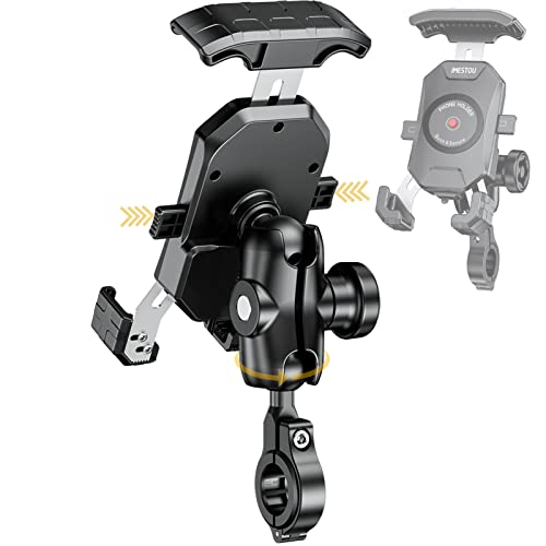 Anti-Theft Motorcycle Phone Mount-iMESTOU Bike Ball Phone Holder Handlebar Double Socket Stem Mobile Holder with Aluminium 1" Ball Base 360 Rotation Universal for 4.0-7.0 Inch Smartphones