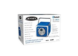 Jensen CD-555 Blue CD Bluetooth Boombox Portable Bluetooth Music System with CD Player +CD-R/RW & FM Radio with Aux-in & Headphone Jack Line-in - Limited Edition- Blue