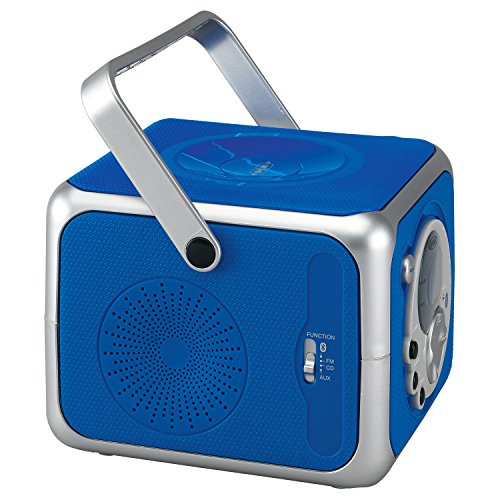 Jensen CD-555 Blue CD Bluetooth Boombox Portable Bluetooth Music System with CD Player +CD-R/RW & FM Radio with Aux-in & Headphone Jack Line-in - Limited Edition- Blue