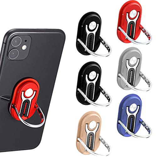 6 Pieces 3-in-1 Multipurpose Mobile Phone Bracket Holder 360 Degree Rotation Cell Phone Ring Stand for Car Home, 5 Colors