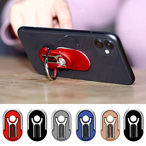 6 Pieces 3-in-1 Multipurpose Mobile Phone Bracket Holder 360 Degree Rotation Cell Phone Ring Stand for Car Home, 5 Colors