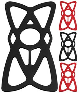 nalakuvara phone mount x holder grip tether rubber strap silicone security bands – universal motorcycle bike phone mount accessories replacement parts – elastic x web grip (2 black & 2 red) 4 pack