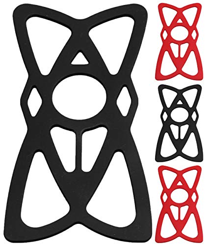 NALAKUVARA Phone Mount X Holder Grip Tether Rubber Strap Silicone Security Bands - Universal Motorcycle Bike Phone Mount Accessories Replacement Parts - Elastic X Web Grip (2 Black & 2 Red) 4 Pack