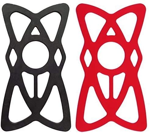 NALAKUVARA Phone Mount X Holder Grip Tether Rubber Strap Silicone Security Bands - Universal Motorcycle Bike Phone Mount Accessories Replacement Parts - Elastic X Web Grip (2 Black & 2 Red) 4 Pack