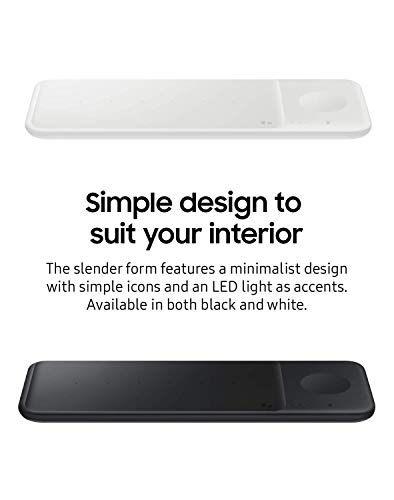 Samsung Electronics Wireless Charger Trio, Qi Compatible - Charge up to 3 Devices at Once - for Galaxy Phones, Buds, Watches, and Apple iPhone Devices, White (US Version)