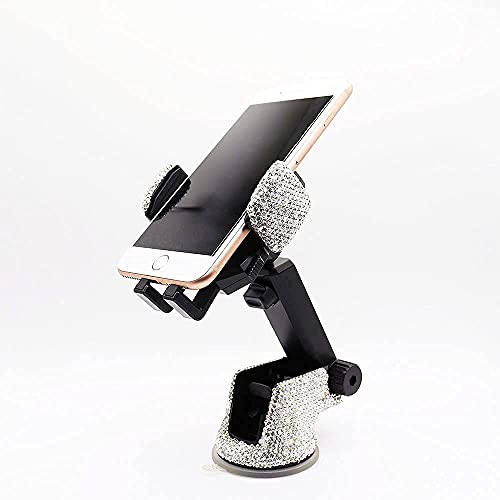 LYCARESUN Bling Car Phone Mount Holder, Shiny Crystal Rhinestone Phone Stand for Women and Girls, Car Accessories for Windshield Dashboard,Compatible with iPhone and Most Cellphones