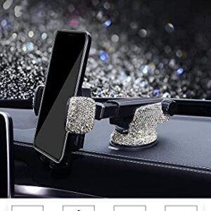 LYCARESUN Bling Car Phone Mount Holder, Shiny Crystal Rhinestone Phone Stand for Women and Girls, Car Accessories for Windshield Dashboard,Compatible with iPhone and Most Cellphones