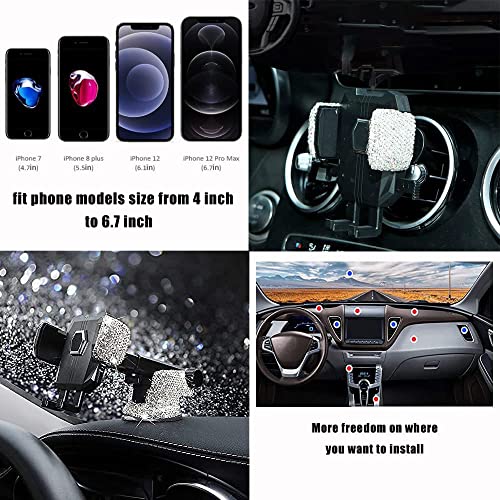 LYCARESUN Bling Car Phone Mount Holder, Shiny Crystal Rhinestone Phone Stand for Women and Girls, Car Accessories for Windshield Dashboard,Compatible with iPhone and Most Cellphones