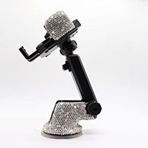 LYCARESUN Bling Car Phone Mount Holder, Shiny Crystal Rhinestone Phone Stand for Women and Girls, Car Accessories for Windshield Dashboard,Compatible with iPhone and Most Cellphones