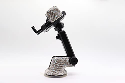 LYCARESUN Bling Car Phone Mount Holder, Shiny Crystal Rhinestone Phone Stand for Women and Girls, Car Accessories for Windshield Dashboard,Compatible with iPhone and Most Cellphones