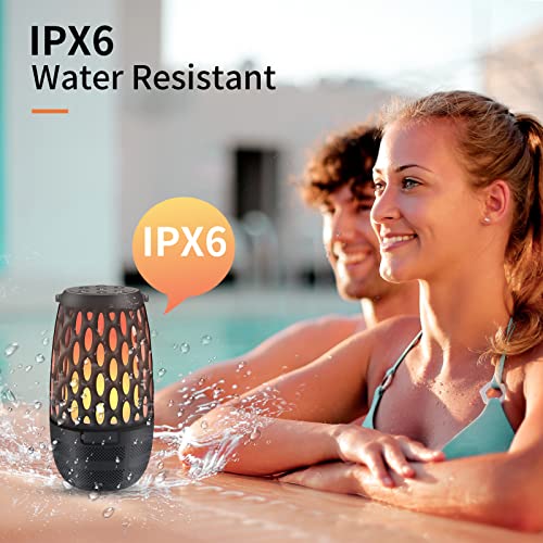 Vanten 2 Packs 10W Outdoor Bluetooth Speakers, Bluetooth 5.3 Led Flame Speaker, Sync up to 100 Wireless Portable Speaker with Stake and Hook, IPX6 Waterproof Bluetooth Speakers for Home Patio Party