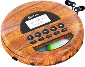 klim nomad wood + portable cd player walkman + long-lasting battery + includes headphones + radio fm + compatible mp3 cd player portable + tf card, radio fm, bluetooth + ideal for cars + new 2022