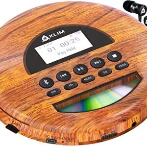 KLIM Nomad Wood + Portable CD Player Walkman + Long-Lasting Battery + Includes Headphones + Radio FM + Compatible MP3 CD Player Portable + TF Card, Radio FM, Bluetooth + Ideal for Cars + New 2022