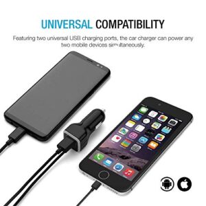 GEMBONICS Apple Certified iPhone Lightning Car Charger for iPhone 12, 11, X, XR, XS, 8, 8 Plus, 7, 7 Plus, 6S, 6S Plus, 6 Plus, SE, 5S, iPad Pro, iPad Air 2, Mini 4 with Extra USB Port (Black)