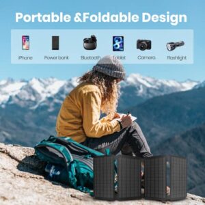 FlexSolar 30W Portable Solar Panel,ETFE Foldable Solar Panel Charger with QC3.0 (18W), DC Port,IP67 Waterproof Monocrystalline Outdoor Solar Panel for Camping Samsung Galaxy Cell Phone 12/11/XS