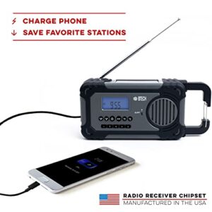 BTECH ER-V1 Emergency Solar Hand Crank Portable Radio, AM/FM/NOAA/SW Radio Receiver, 5 Ways to Power with 2000mAh Power Bank Phone Charger, USB Charger and LED Flashlight