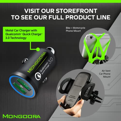 Mongoora Car Charger Adapter - Metal, Portable, 3.0 Car Chargers with Dual USB Ports and Fast Charging Technology - Compatible with iPhone, iPad, Samsung Galaxy - White Elephant, Stocking Stuffers