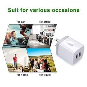 Fast Charging Block,GiGreen 5Pack Dual Port USB Outlet Plug 2.1A USB Wall Charger Power Cubes Compatible iPhone 14/13 Pro Max/12/11/XS/8/SE,Samsung A14/A13 5G/S23/S21 FE/A23/A53/S22/S20/S10,Pixel 7/6a