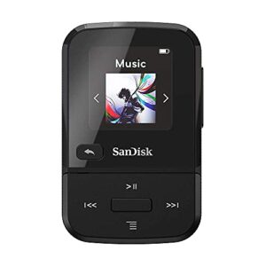 sandisk 32gb clip sport go mp3 player, black – led screen and fm radio – sdmx30-032g-g46k (renewed)