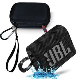 jbl go 3 waterproof ultra portable bluetooth speaker bundle with megen hardshell case (black)