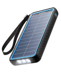 anker powercore solar 10000, 15w power bank 10,000 mah with dual ports, flashlight, ip64 splash proof and dustproof for outdoor activities, compatible with smartphones and other devices