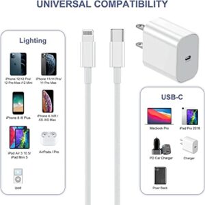 for iPhone14 13Fast Charger, Usbc Apple 20w Power Adapter Cube Fast Charging Block,USB-C Wall Plug Box+【Apple MFI Certified】 USB C Lightning Cable Cord 10ft for iPhone14/13 Pro/12 Mini/12 Pro Max/11