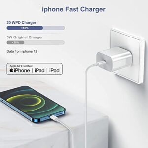 for iPhone14 13Fast Charger, Usbc Apple 20w Power Adapter Cube Fast Charging Block,USB-C Wall Plug Box+【Apple MFI Certified】 USB C Lightning Cable Cord 10ft for iPhone14/13 Pro/12 Mini/12 Pro Max/11