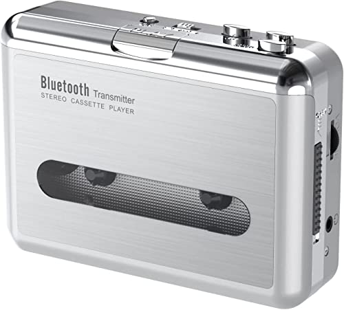 Bluetooth Walkman Cassette Player with Earphone, Portable Tape Player Compact Stereo Audio Music Wireless Bluetooth Output to Headphone/Speaker, 2AA Battery or USB Power Supply, 3.5MM Headphone Jack