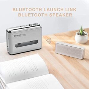 Bluetooth Walkman Cassette Player with Earphone, Portable Tape Player Compact Stereo Audio Music Wireless Bluetooth Output to Headphone/Speaker, 2AA Battery or USB Power Supply, 3.5MM Headphone Jack