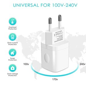 European Travel Plug Adapter Charger for iPhone Samsung Android Phone,International Power Adaptor with 2 Charger Port USB, EU Wall Charging Block Brick Plug in Europe Germany Outlets Power Strip