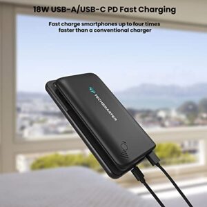 TECHSMARTER 12000mAh 18W USB-C PD Wireless Power Bank with Anti-Slip Suction Cups. Portable Charger Compatible with iPhone 15, 14, 13, 12, 11, SE 2020, X, XR, XS, Samsung S23, S22, S21, S20, S10, S9