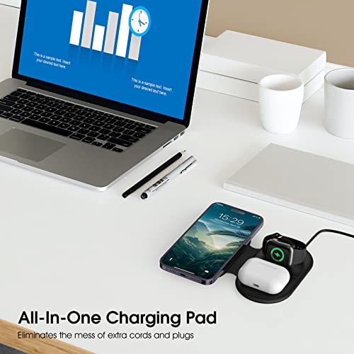 Folding Wireless Charger, Fast Charging Station for Travel, Magnetic Wireless Charging Pad for iPhone 14/13/12/Pro/Max/SE/11/X/XR/8, Compatible with Apple Watch 8/Ultra/7/6/5/SE/4/3/2, AirPods 3/Pro/2