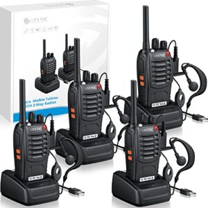 walkie talkies,esynic 4pcs professional rechargeable walkie talkies long range 2 way radio handheld radio walkie talkies for adults supports vox 16ch with led light original earpieces for camping etc