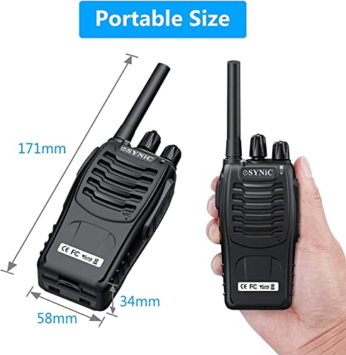 Walkie Talkies,eSynic 4Pcs Professional Rechargeable Walkie Talkies Long Range 2 Way Radio Handheld Radio Walkie Talkies for Adults Supports VOX 16CH with LED Light Original Earpieces for Camping etc