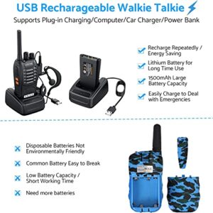 Walkie Talkies,eSynic 4Pcs Professional Rechargeable Walkie Talkies Long Range 2 Way Radio Handheld Radio Walkie Talkies for Adults Supports VOX 16CH with LED Light Original Earpieces for Camping etc