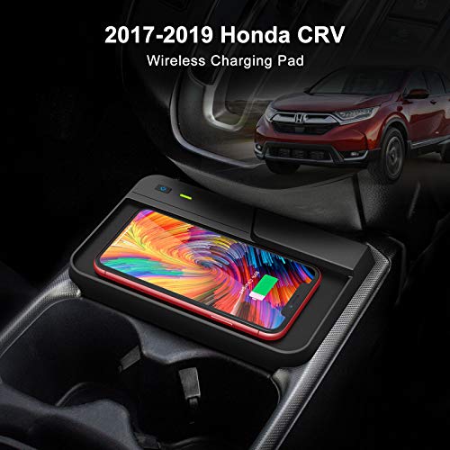 CarQiWireless Wireless Charger for Honda CRV 2019 2018 2017 Car Charging Charger, Center Console Holder Storage Box with Cell Phone Wireless Charging Pad Mat for CR-V Interior Accessories