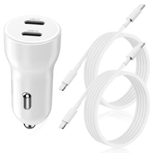 iphone 14 13 12 fast car charger, [apple mfi certified] cabepow 45w dual port usb c power rapid car charger adapter with 6ft type c to lightning cable for iphone 11 pro max/xs/xr/se/x/ipad,airpods