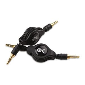 cable matters 2-pack gold-plated retractable aux cable – 2.5 feet