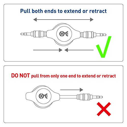 Cable Matters 2-Pack Gold-Plated Retractable Aux Cable - 2.5 Feet