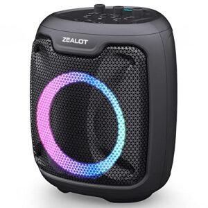 zealot bluetooth speakers,80w speakers bluetooth wireless portable bluetooth speakers with subwoofer,deep bass,115db sound,24h play,lights,mic&guitar port,echo,speakers for party,home,outdoor(black)