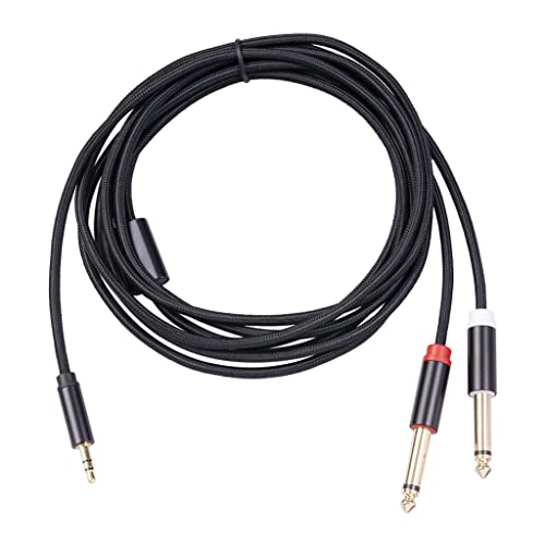 3.5mm to Dual 1/4 Adapter 1/8 to 6.35mm TS Mono Audio Cable Stereo Breakout Cord Y Splitter Compatible with iPhone, iPod, Computer Sound Card, Headphone, Speaker, Home Stereo System, 3.3Feet