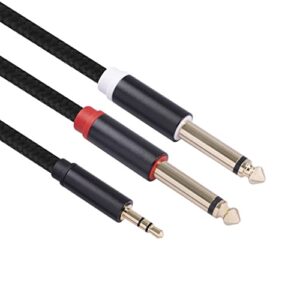 3.5mm to Dual 1/4 Adapter 1/8 to 6.35mm TS Mono Audio Cable Stereo Breakout Cord Y Splitter Compatible with iPhone, iPod, Computer Sound Card, Headphone, Speaker, Home Stereo System, 3.3Feet